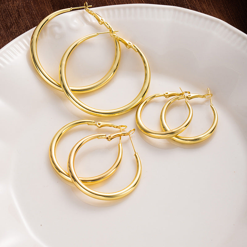 Wholesale Minimalist geometric metal hoop earrings